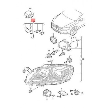 Kit Réparation Feu Avant Gauche Pour Vw Passat - à partir de 2011 3AA998225