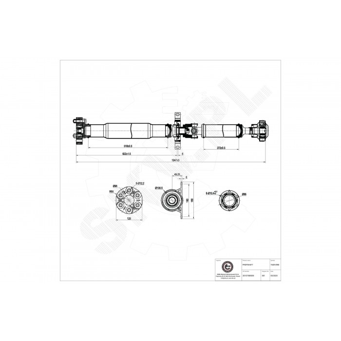 Arbre de transmission Cardan Arrière Pour BMW X3 E83 26107585939
