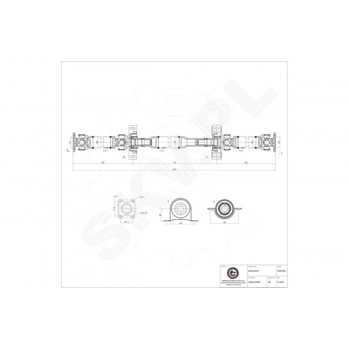Arbre de transmission Cardan Arrière Pour Mercedes-Benz Vito 6394103006