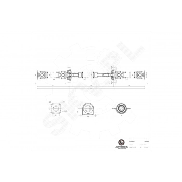 Arbre de transmission Cardan Arrière Pour Mercedes-Benz Vito 6394103106
