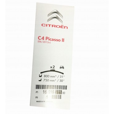 2 Balais d'Essuie Glace 750mm+800mm Pour Citroën C4