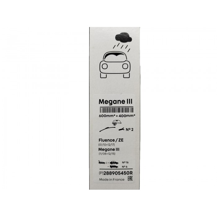 2 Balais d'Essuie Glace 600mm+400mm Pour Peugeot Renault Clio III Citroën DS