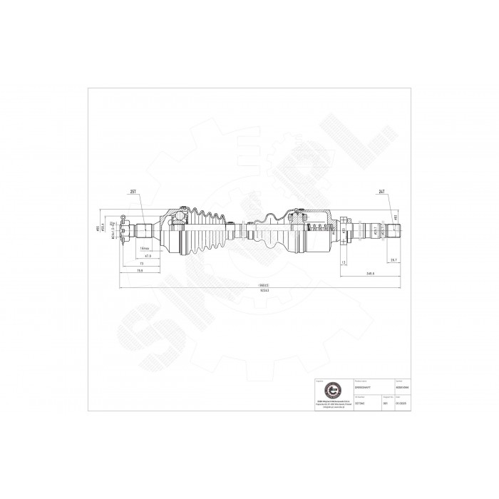 Cardan Arbre de Transmission Avant Droit Pour Peugeot 307 Partner Citroën