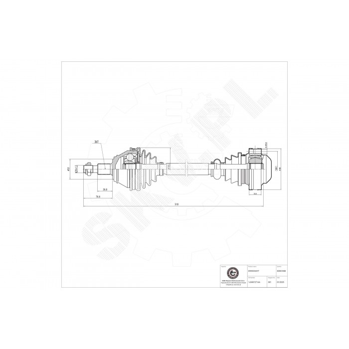 Cardan Arbre de Transmission Avant Gauche Pour VW Audi A3 Seat Skoda 1J0407271FD