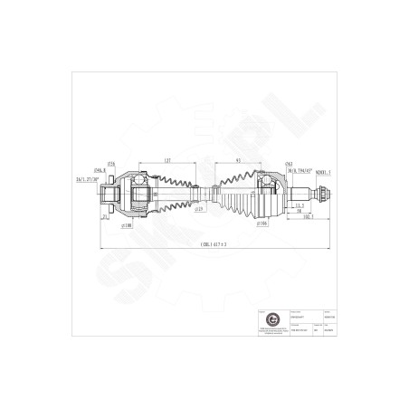 Cardan Arbre de Transmission Avant Droit Pour VW Multivan V 7H0 407 272 CJ