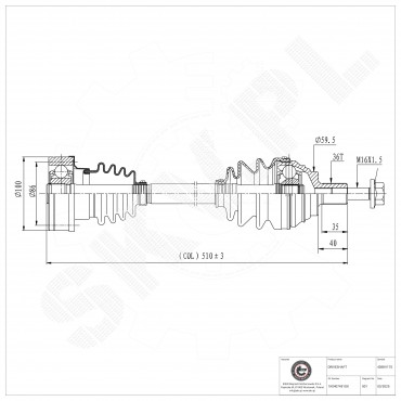 Cardan Arbre de Transmission Avant Gauche Pour VW Audi Seat Skoda 1K0407451LX