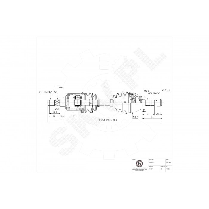 Cardan Arbre de Transmission Avant Gauche Pour Opel Astra H Zafira B Vauxhall