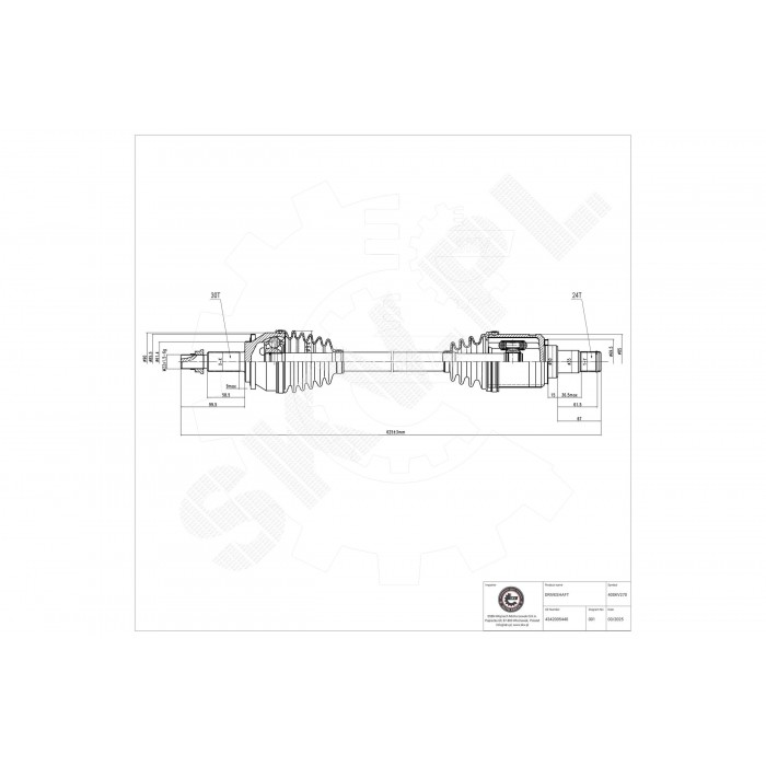 Cardan Arbre de Transmission Avant Gauche Pour Toyota Avensis 4342005440