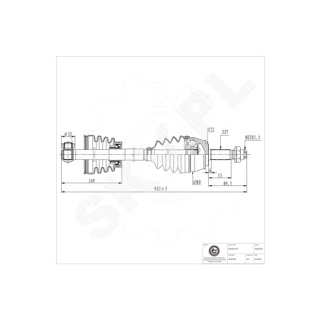 Cardan Arbre de Transmission Avant Droit Pour Fiat Doblo 46307622 46307988