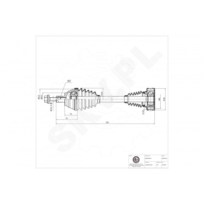 Cardan Arbre de Transmission Avant Gauche Pour VW Bora Golf IV Seat Leon