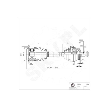 Cardan Arbre de Transmission Avant Droit Pour Audi A6 4B0407272M