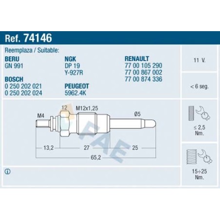 Bougie de Préchauffage Pour Renault Clio I Megane Scenic Rapid 7700874336