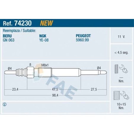 Bougie de Préchauffage Pour Peugeot 407 607 Citroën C5 C6