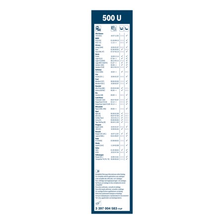 1 Balai d'Essuie Glace 500mm Pour Peugeot Renault Dacia Duster Logan Express VW