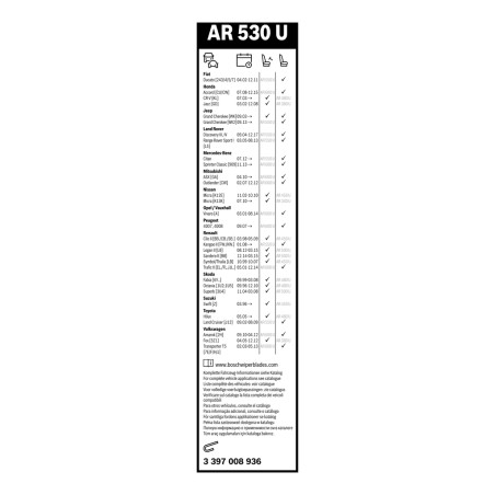 1 Balai d'Essuie Glace 530mm Pour Peugeot Renault VW Amarok Bora Caddy II Audi