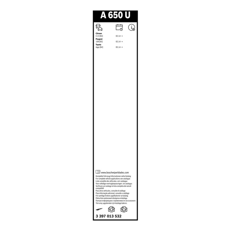 1 Balai d'Essuie Glace 650mm Pour Peugeot Toyota Citroën 1612432380 852220H020