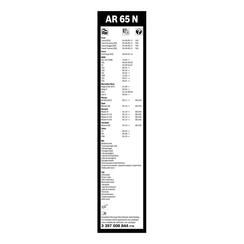 1 Balai d'Essuie Glace 650mm Pour Peugeot Renault Opel Movano B Fiat 48092245