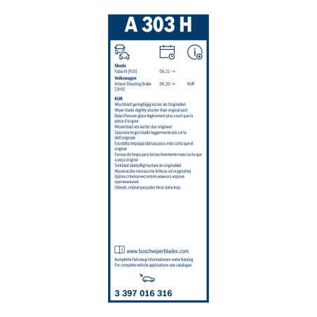 1 Balai d'Essuie Glace 300mm Pour VW Arteon ID. Buzz Tiguan Touran Skoda