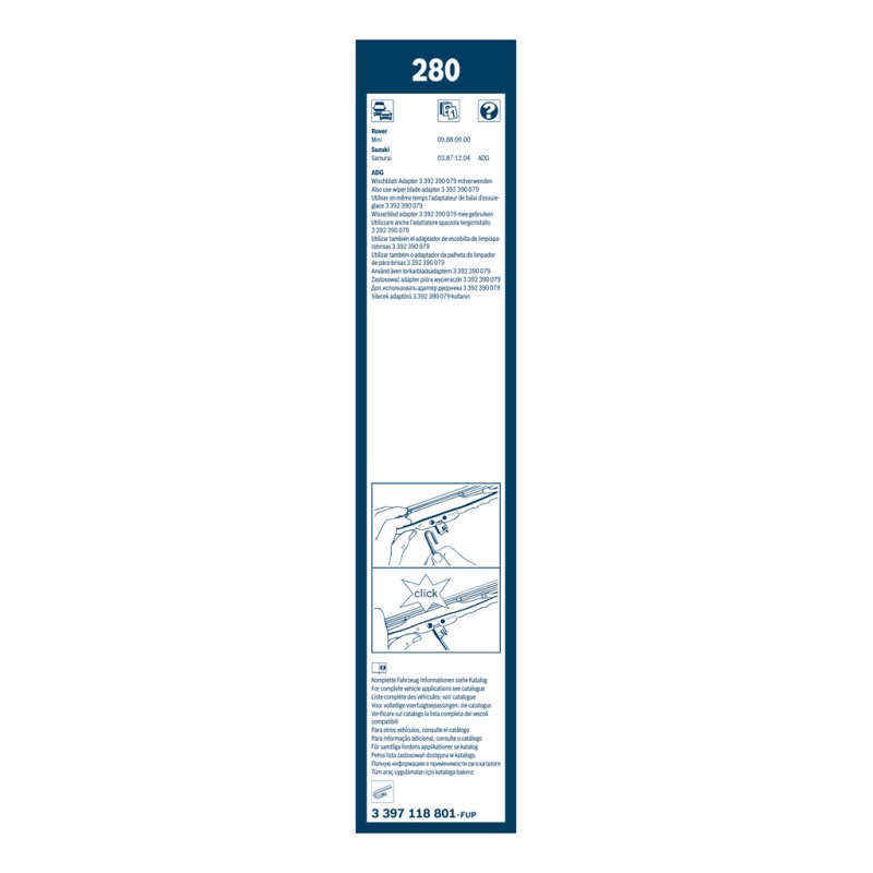 2 Balais d'Essuie Glace 280mm Pour Renault VW Fiat Skoda 7701402562 111998001