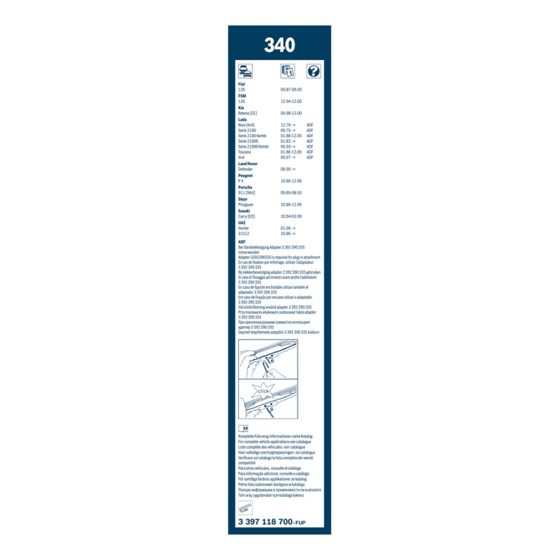 2 Balais d'Essuie Glace 340mm Pour Peugeot Renault VW Seat 5441509 7701003099