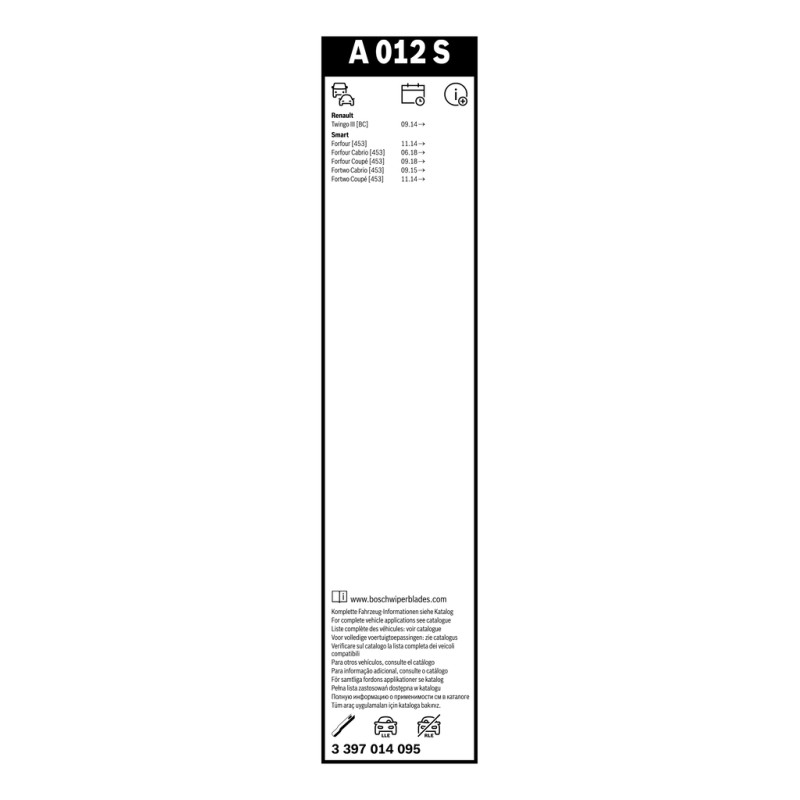 2 Balais d'Essuie Glace 500mm / 360mm Pour Renault Twingo III Smart Forfour