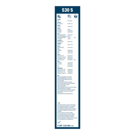 2 Balais d'Essuie Glace 530mm Pour Renault VW Audi BMW 357955425C 357955425