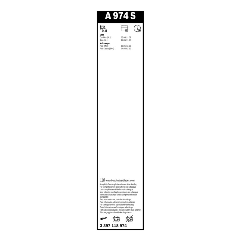 2 Balais d'Essuie Glace 530mm / 475mm Pour VW Polo Seat Cordoba Ibiza III