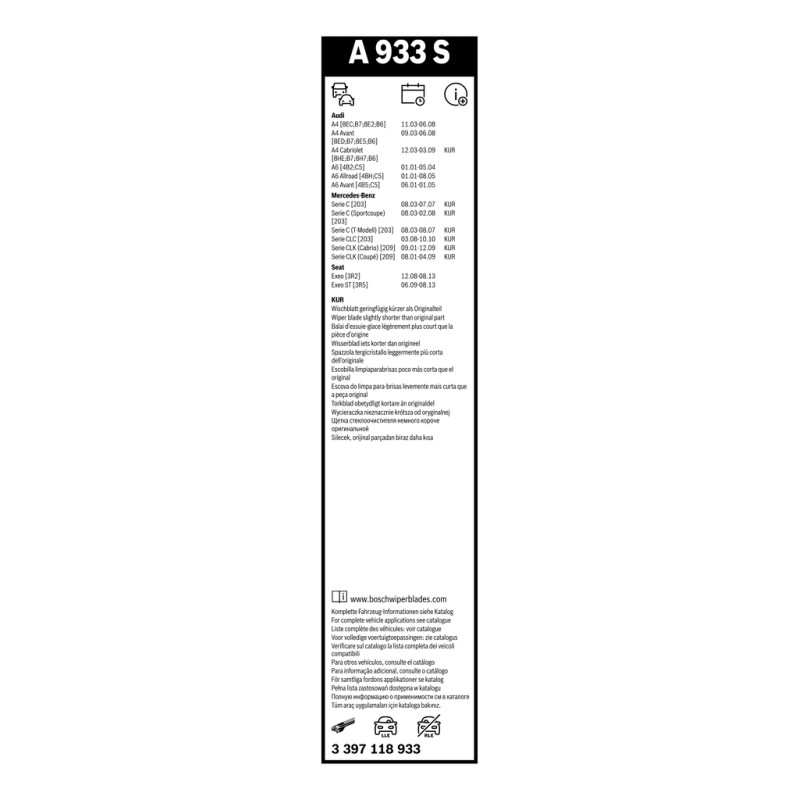 2 Balais d'Essuie Glace 550mm Pour Audi A4 A6 Seat MERCEDES 4B0998002 4B1955425B
