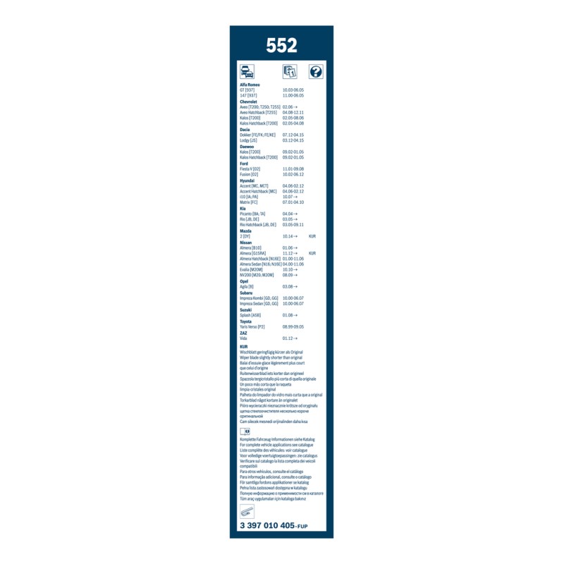2 Balais d'Essuie Glace 550mm / 400mm Pour Renault Dacia Opel Ford