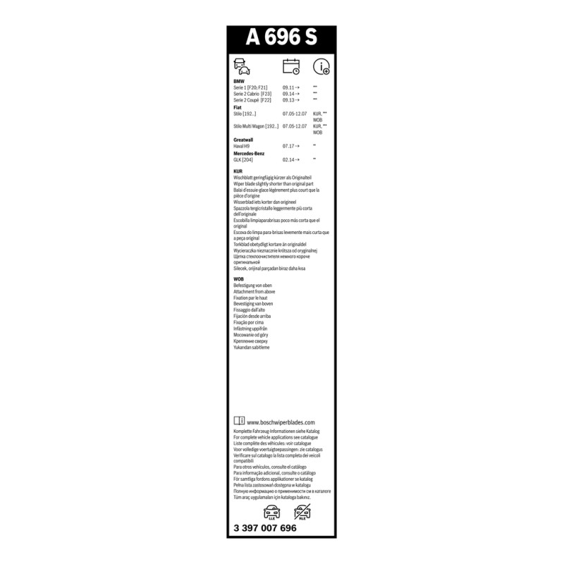 2 Balais d'Essuie Glace 550mm / 450mm Pour BMW Fiat Haval MERCEDES 61612219147