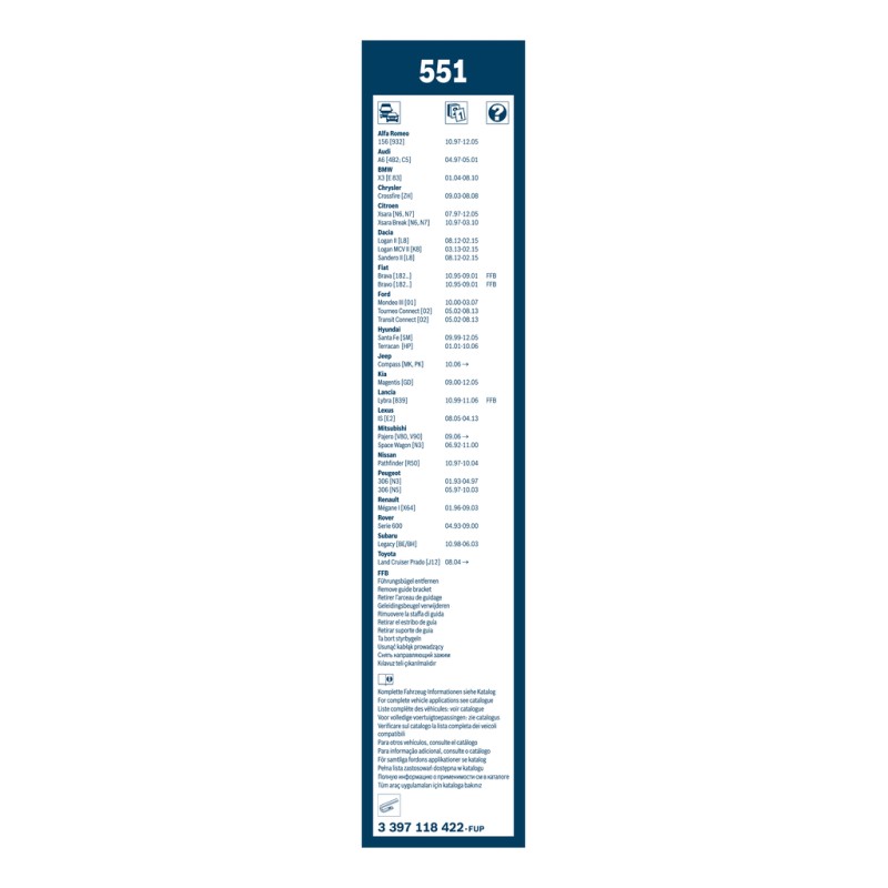 2 Balais d'Essuie Glace 550mm / 500mm Pour Peugeot Renault Dacia Audi 7701040774