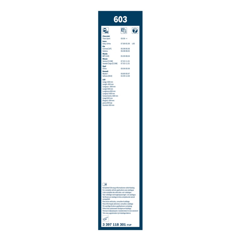 2 Balais d'Essuie Glace 600mm Pour Renault Opel Nissan DAF 93178171 1260954