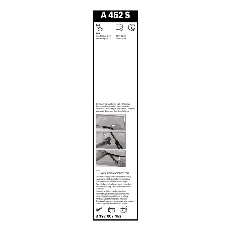 2 Balais d'Essuie Glace 600mm / 450mm Pour BMW Série 3 E92 E93 61617156483