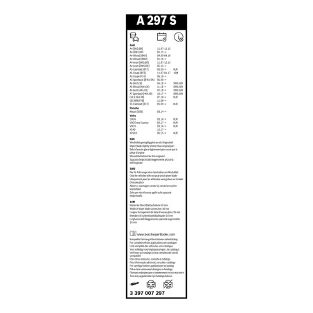 2 Balais d'Essuie Glace 600mm / 500mm Pour Audi A4 A5 A6 A7 Q3 Q5 Porsche Volvo