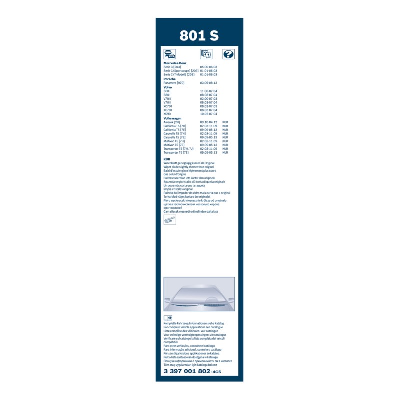 2 Balais d'Essuie Glace 600mm / 530mm Pour Renault VW Nissan Toyota 7H0998003