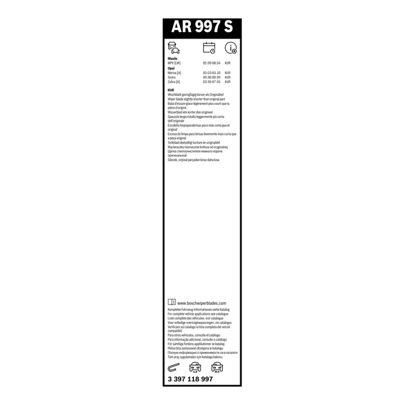 2 Balais d'Essuie Glace 600mm / 550mm Pour Opel Meriva A Chevrolet Honda Mazda
