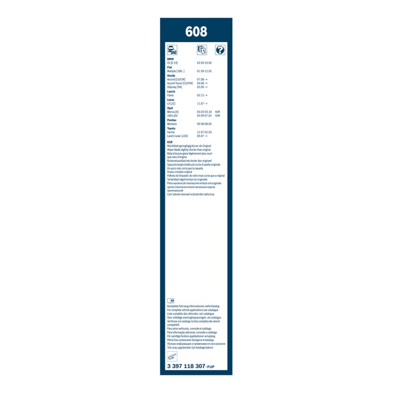 2 Balais d'Essuie Glace 600mm / 550mm Pour BMW X5 Opel Fiat Multipla Nissan