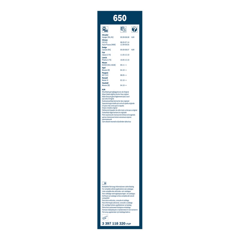 2 Balais d'Essuie Glace 650mm Pour Peugeot Renault Opel Movano B Fiat 288906796R