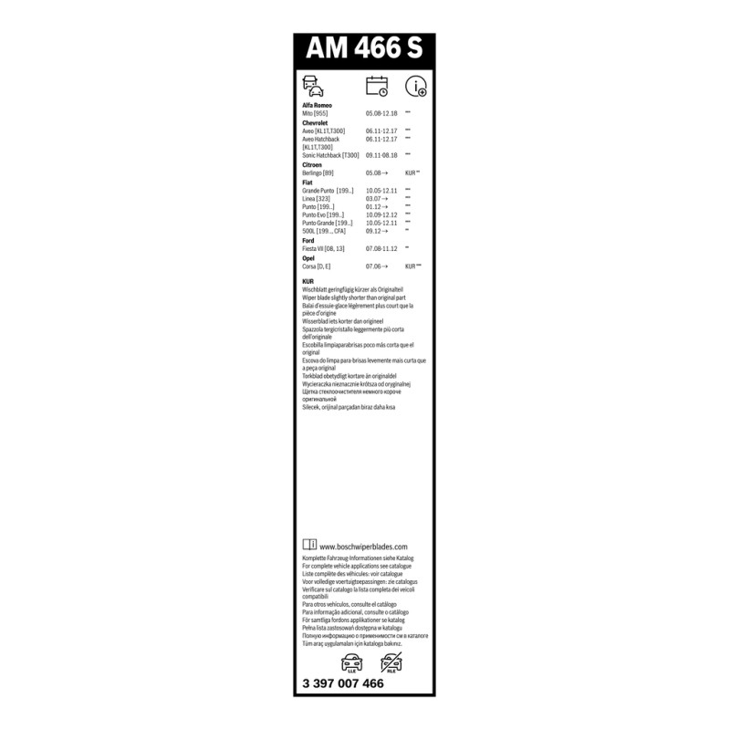 2 Balais d'Essuie Glace 650mm / 380mm Pour Opel Fiat Ford Alfa Romeo 51701424