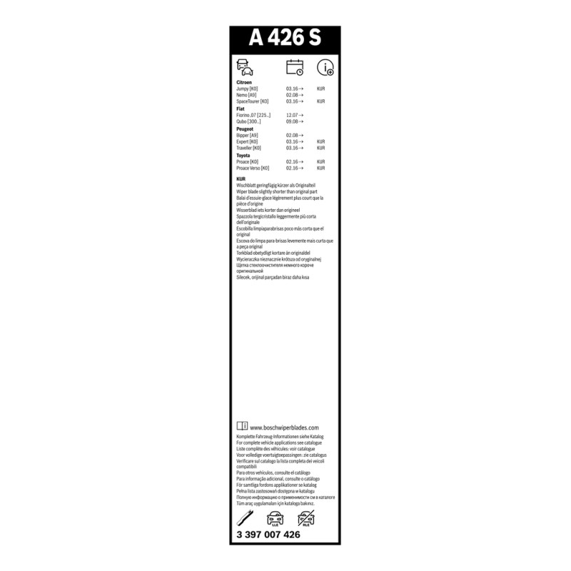 2 Balais d'Essuie Glace 650mm / 475mm Pour Peugeot Opel Fiat Toyota 642330
