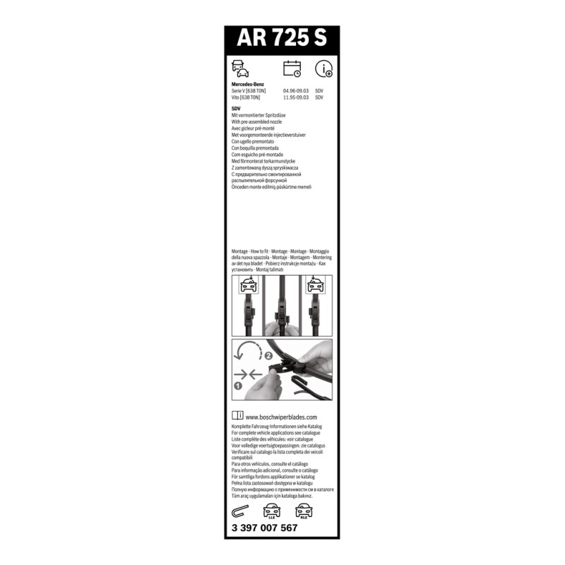 2 Balais d'Essuie Glace 650mm / 550mm Pour MERCEDES Classe V Vito
