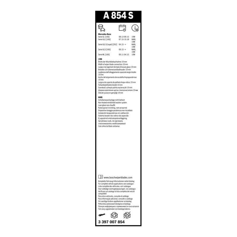 2 Balais d'Essuie Glace 650mm / 575mm Pour MERCEDES Classe GL M GLE GLS SL