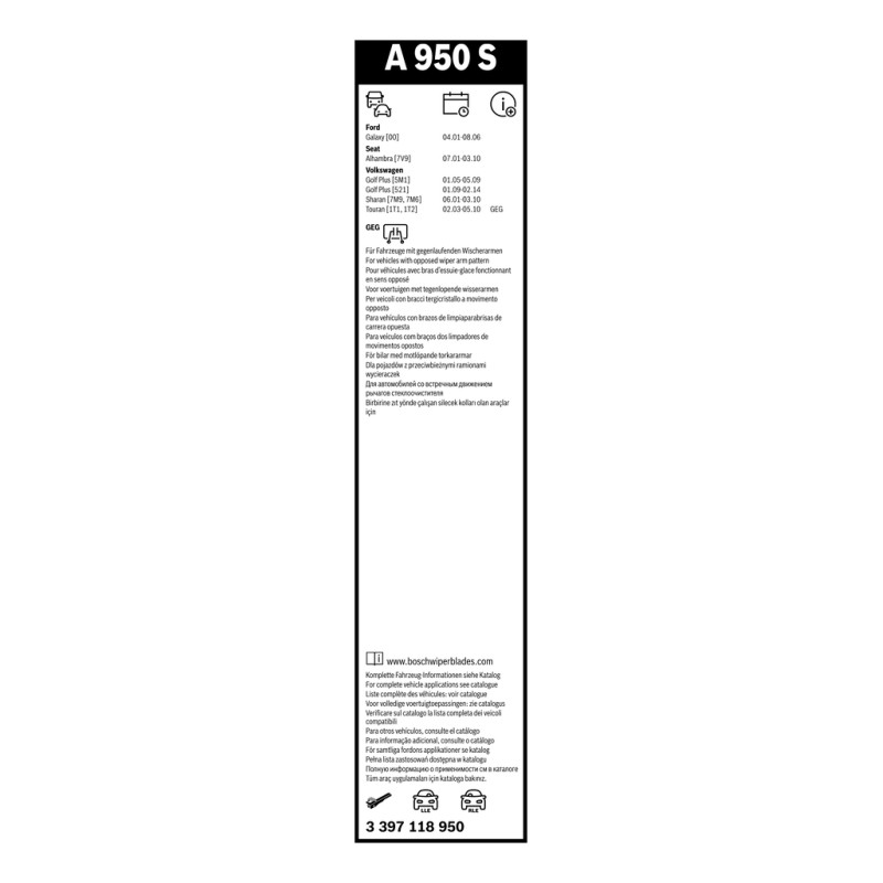 2 Balais d'Essuie Glace 700mm Pour VW Seat Ford 5M0955425A 7M3955425B 1227077