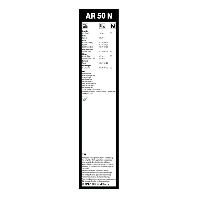 1 Balai d'Essuie-Glace 500mm Pour Peugeot Expert VW Fiat Scudo Nissan Cabstar