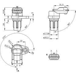 Capteur Position d'Arbre à Cames Pour Fiat Ford Alfa Romeo Bentley 68070491AA