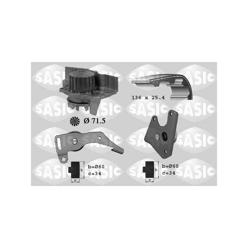 Kit De Distribution + Pompe à Eau Pour Peugeot Fiat Citroën 0831R4 71739137