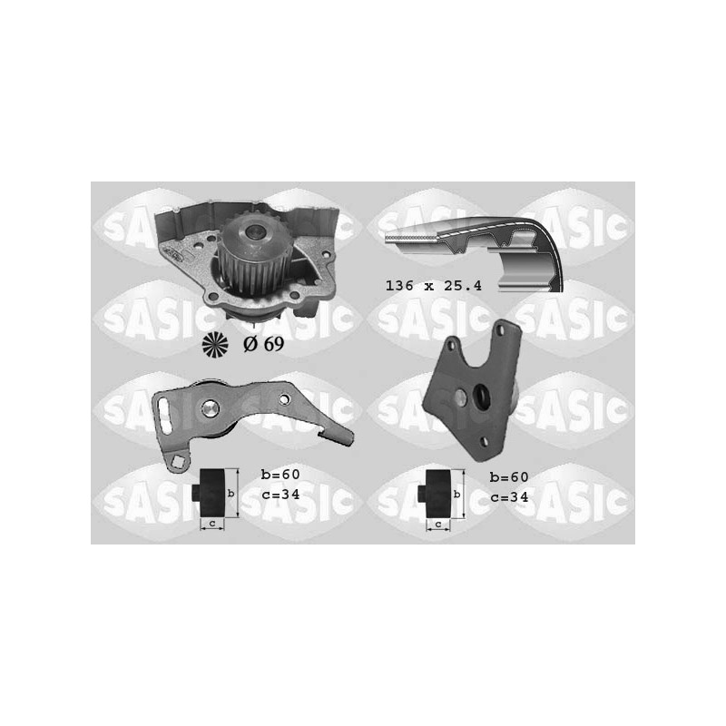 Kit De Distribution + Pompe à Eau Pour Peugeot Fiat Suzuki Citroën 0831R4