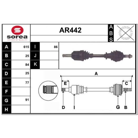Cardan Arbre de Transmission avant Gauche Pour Alfa Romeo 147 GT