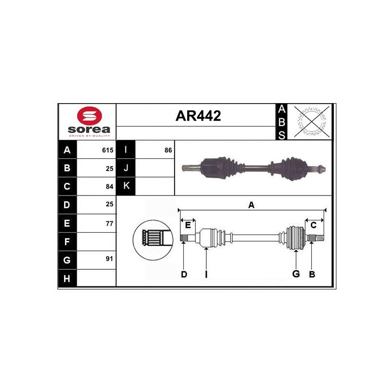 Cardan Arbre de Transmission avant Gauche Pour Alfa Romeo 147 GT