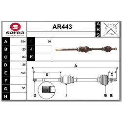 Cardan Arbre de Transmission Avant Droit Pour Fiat Bravo II Alfa Romeo 147 GT